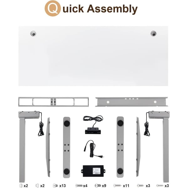 Lift It, 60x30 Electric Sit Stand Desk, 4 Memory/1 USB LED Control, White Top, Silver Base